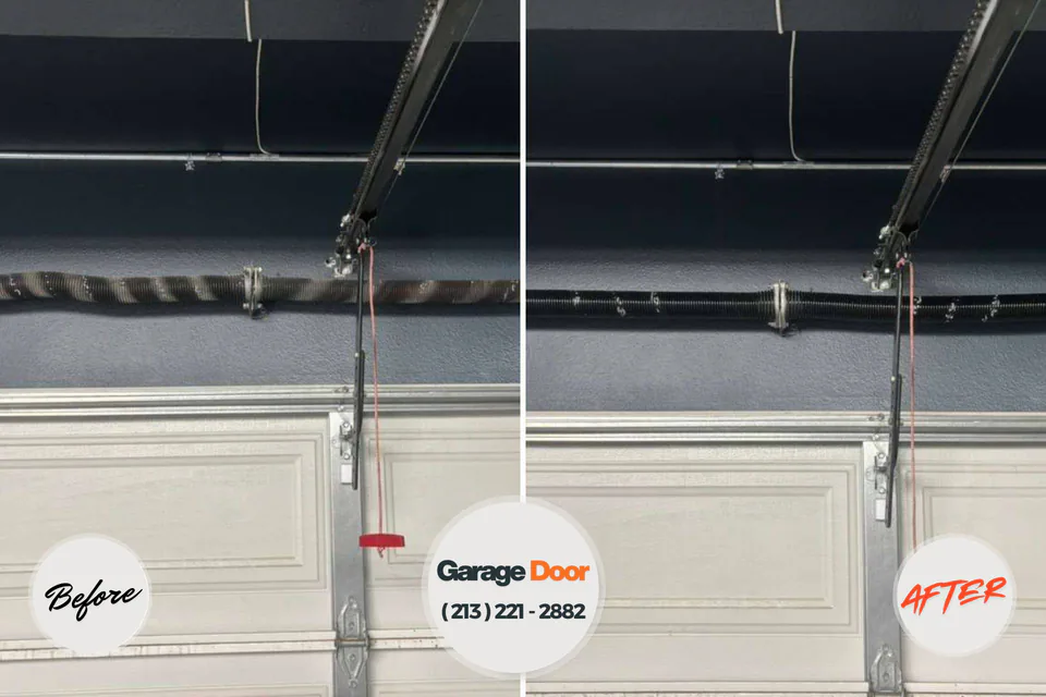 Before and after: garage door repair Lisbon, ME